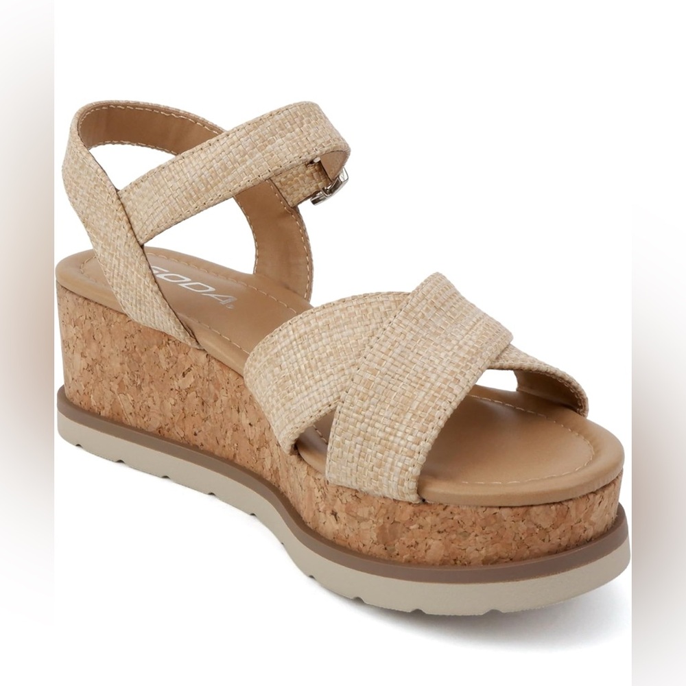 Soda Seville Tan Platform Wedges